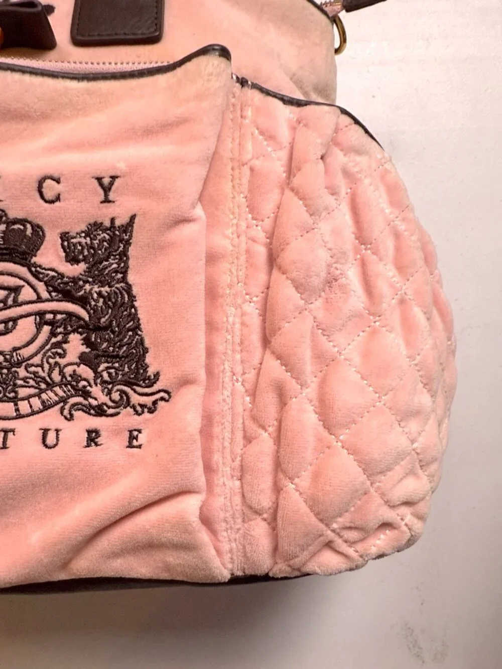 Juicy Couture Velour Embroided Pink Baby Diaper Bag - Picture 8 of 15